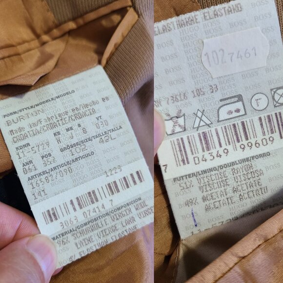 Hugo Boss Men’s Light Brown Wool Blazer Leather Trim Jacket Size 42L Burton - Picture 11 of 14